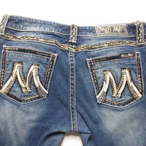 MISS ME womens JEANS boot M SERIES buckle EMBROIDERED low rise SIZE 34